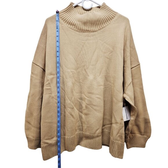 Beige Turtleneck Sweater Size 5X Womens Ribbed Knit Pullover - Picture 3 of 6